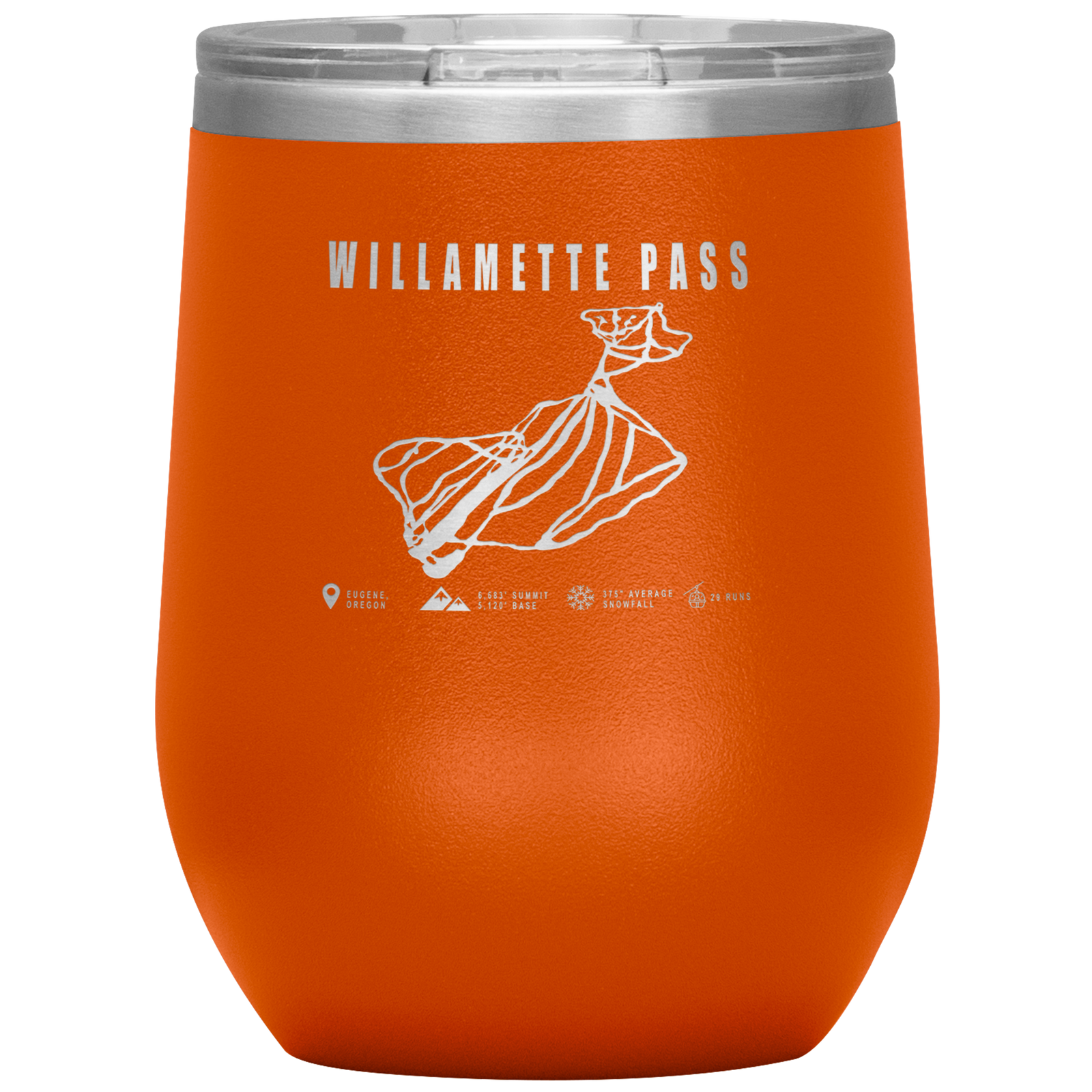 Willamette Pass, Oregon Ski Trail Map Wine 12oz Tumbler - Powderaddicts