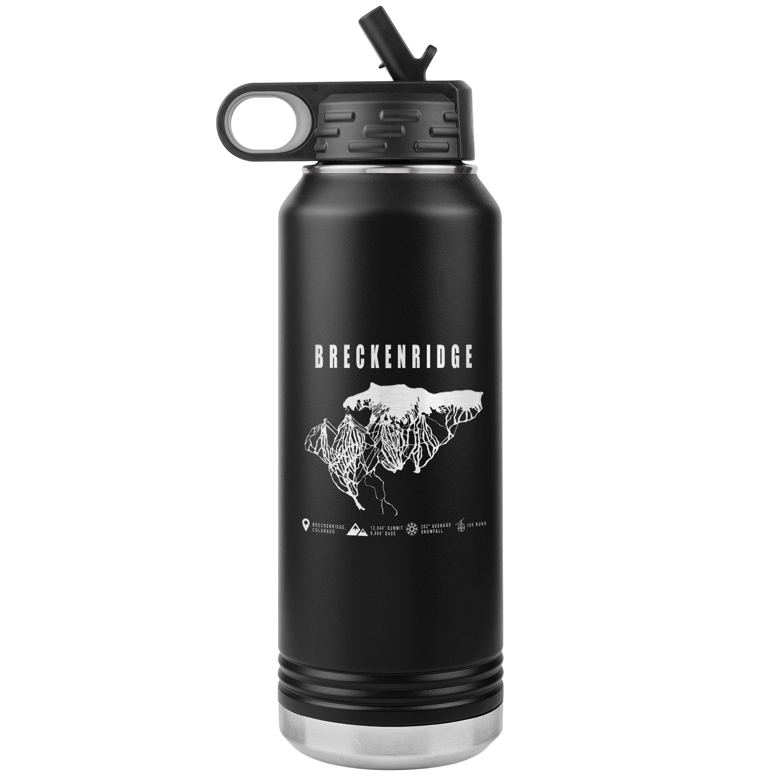 Breckenridge Colorado Ski Trail Map 32oz Water Bottle Tumbler - Powderaddicts