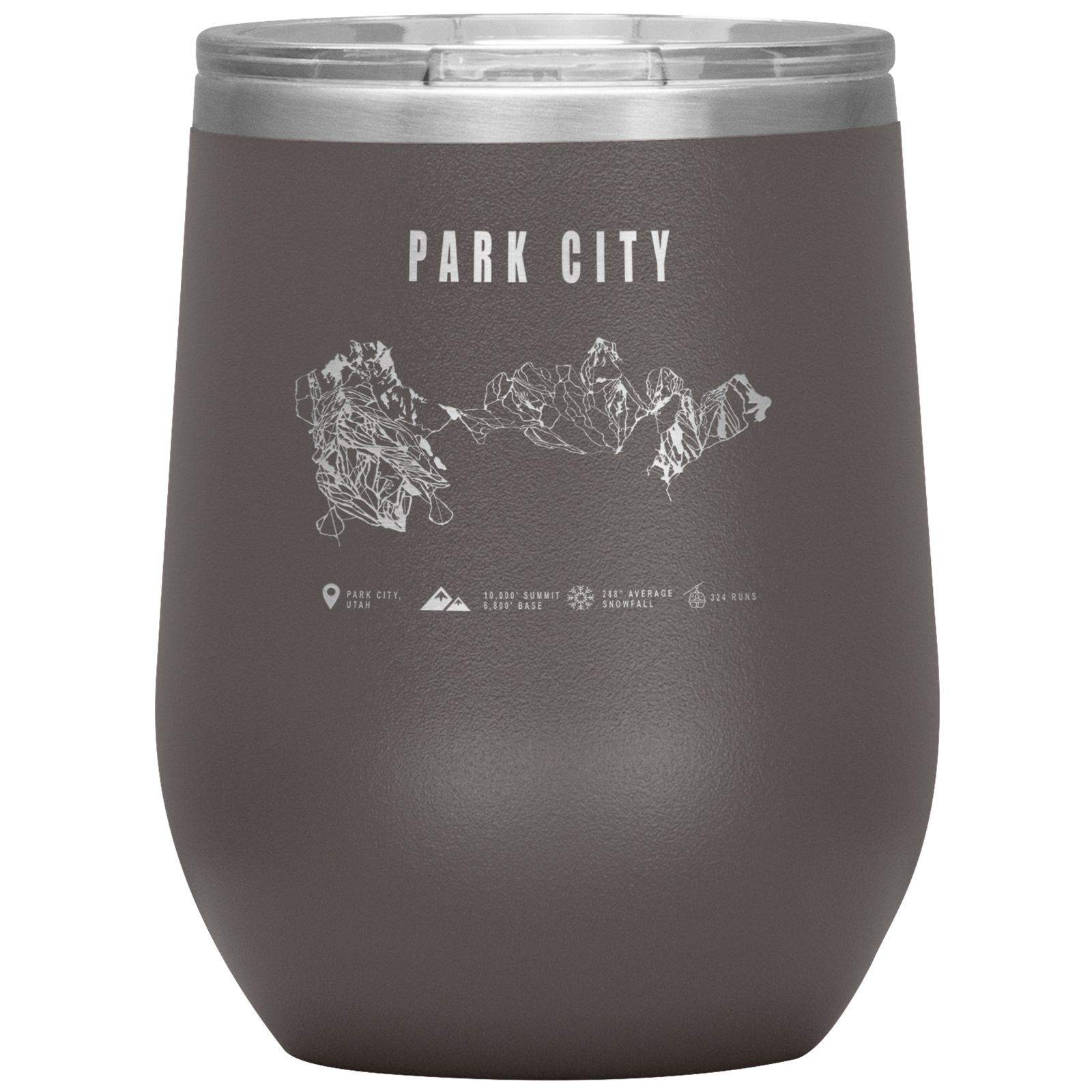 Park city,Utah Ski Trail Map Wine 12oz Tumbler - Powderaddicts