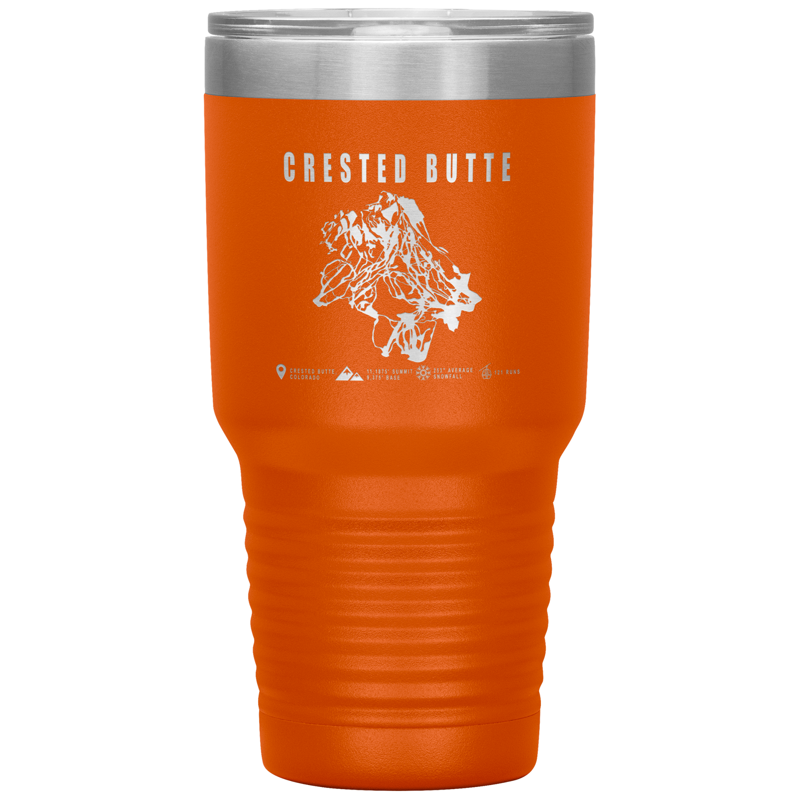 Crested Butte Colorado Ski Trail Map 30oz Tumbler - Powderaddicts