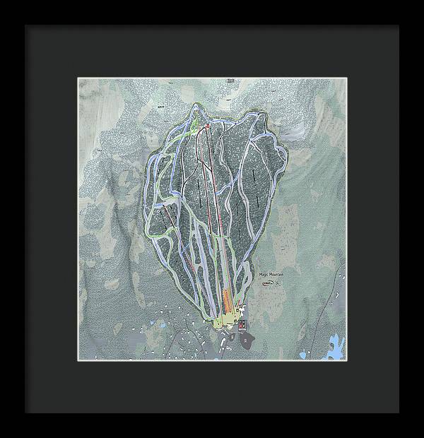 Magic Mountain Ski Trail Map - Framed Print - Powderaddicts