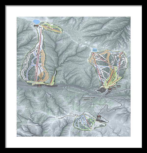 Mountain High Ski Trail Map - Framed Print - Powderaddicts