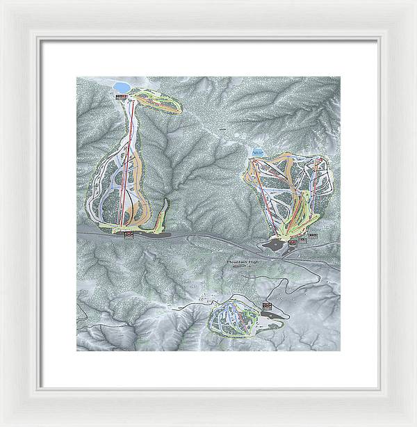 Mountain High Ski Trail Map - Framed Print - Powderaddicts