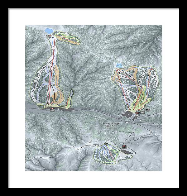 Mountain High Ski Trail Map - Framed Print - Powderaddicts