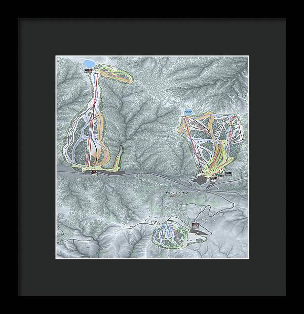 Mountain High Ski Trail Map - Framed Print - Powderaddicts