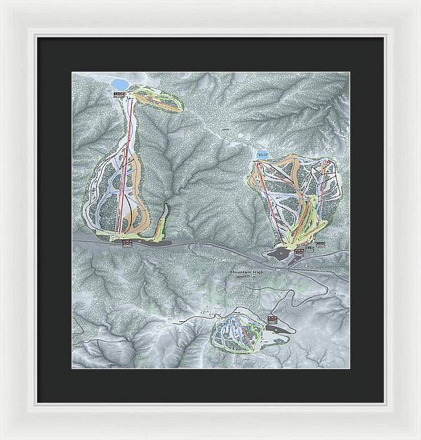 Mountain High Ski Trail Map - Framed Print - Powderaddicts