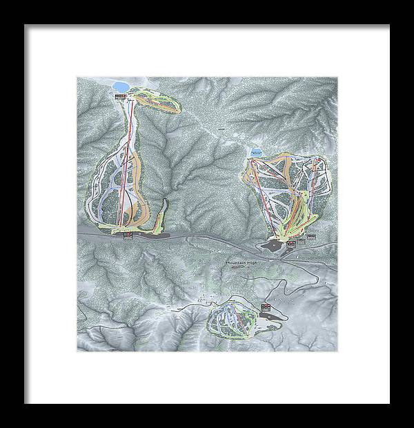 Mountain High Ski Trail Map - Framed Print - Powderaddicts