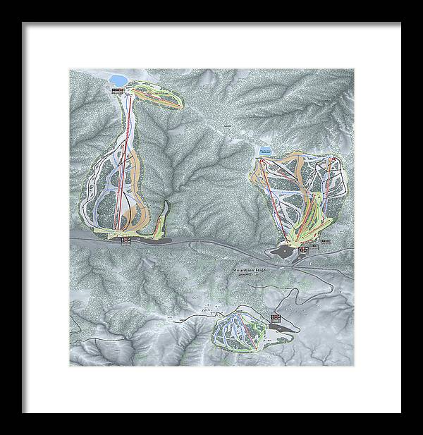 Mountain High Ski Trail Map - Framed Print - Powderaddicts