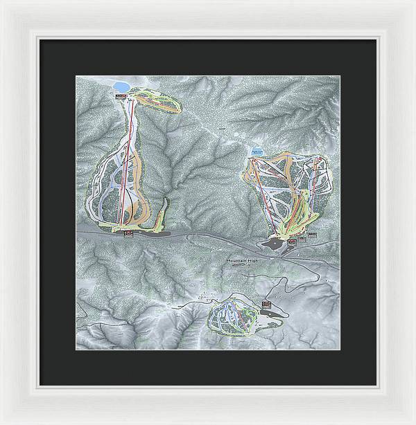 Mountain High Ski Trail Map - Framed Print - Powderaddicts