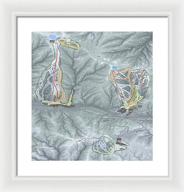 Mountain High Ski Trail Map - Framed Print - Powderaddicts