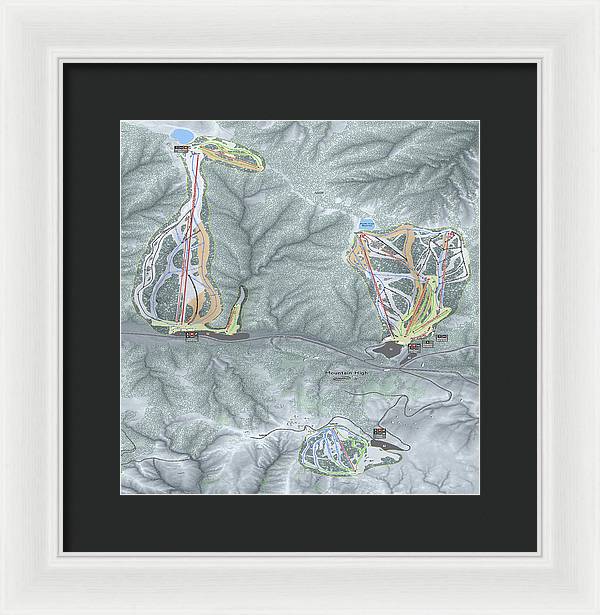 Mountain High Ski Trail Map - Framed Print - Powderaddicts