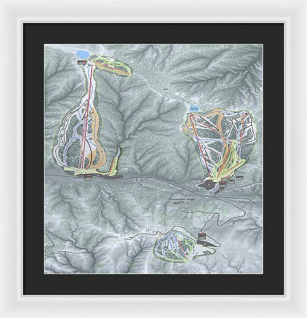 Mountain High Ski Trail Map - Framed Print - Powderaddicts