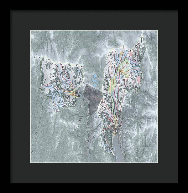 Palisades Tahoe Ski Trail Map - Framed Print - Powderaddicts