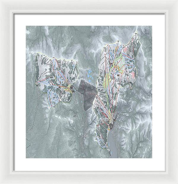 Palisades Tahoe Ski Trail Map - Framed Print - Powderaddicts