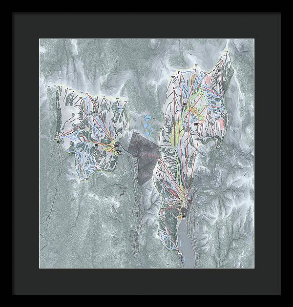 Palisades Tahoe Ski Trail Map - Framed Print - Powderaddicts