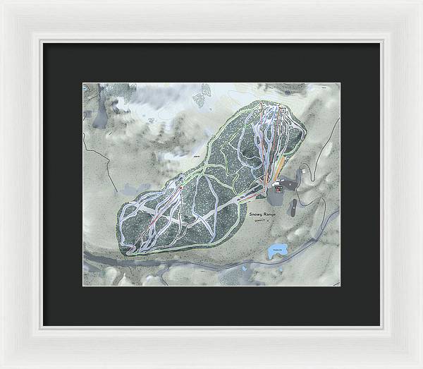 Snowy Range Ski Trail Map - Framed Print - Powderaddicts