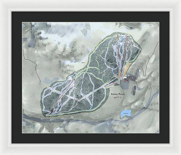Snowy Range Ski Trail Map - Framed Print - Powderaddicts