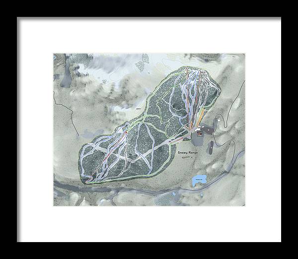 Snowy Range Ski Trail Map - Framed Print - Powderaddicts
