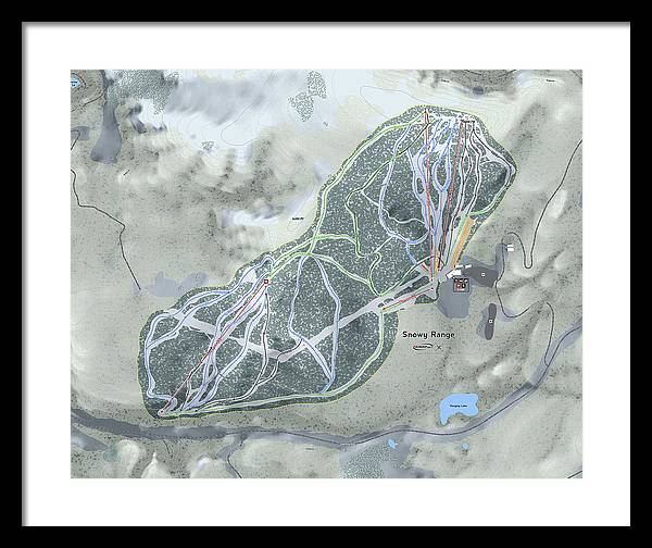 Snowy Range Ski Trail Map - Framed Print - Powderaddicts