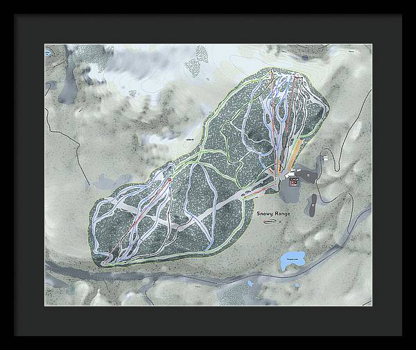 Snowy Range Ski Trail Map - Framed Print - Powderaddicts