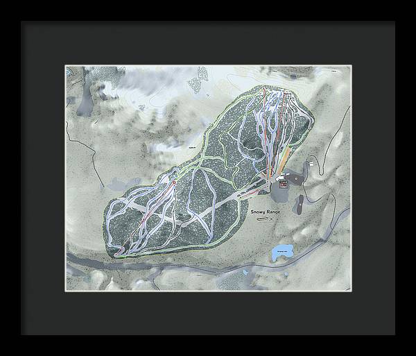 Snowy Range Ski Trail Map - Framed Print - Powderaddicts