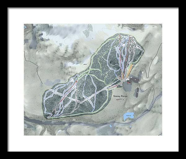 Snowy Range Ski Trail Map - Framed Print - Powderaddicts