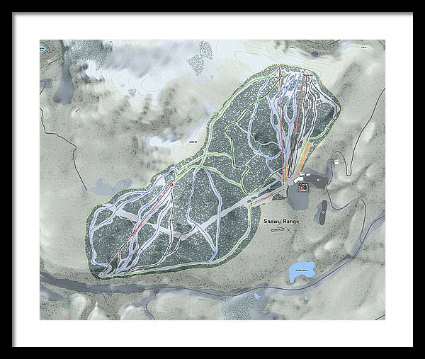 Snowy Range Ski Trail Map - Framed Print - Powderaddicts