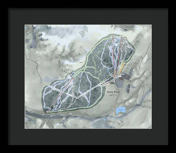 Snowy Range Ski Trail Map - Framed Print - Powderaddicts