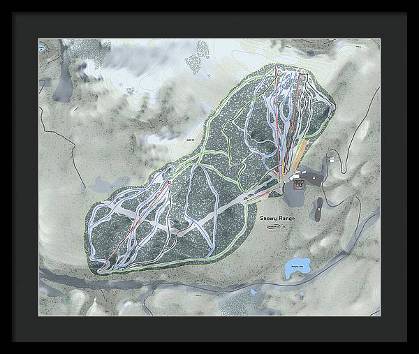 Snowy Range Ski Trail Map - Framed Print - Powderaddicts
