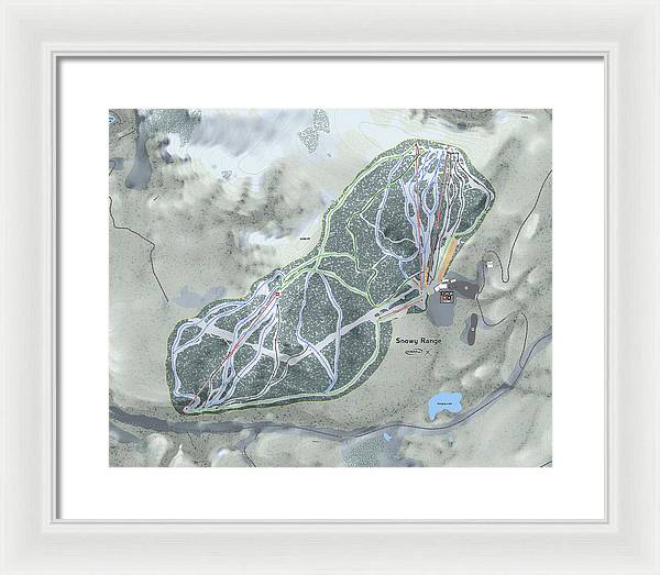 Snowy Range Ski Trail Map - Framed Print - Powderaddicts