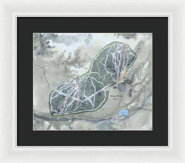 Snowy Range Ski Trail Map - Framed Print - Powderaddicts