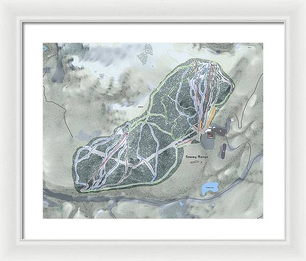 Snowy Range Ski Trail Map - Framed Print - Powderaddicts