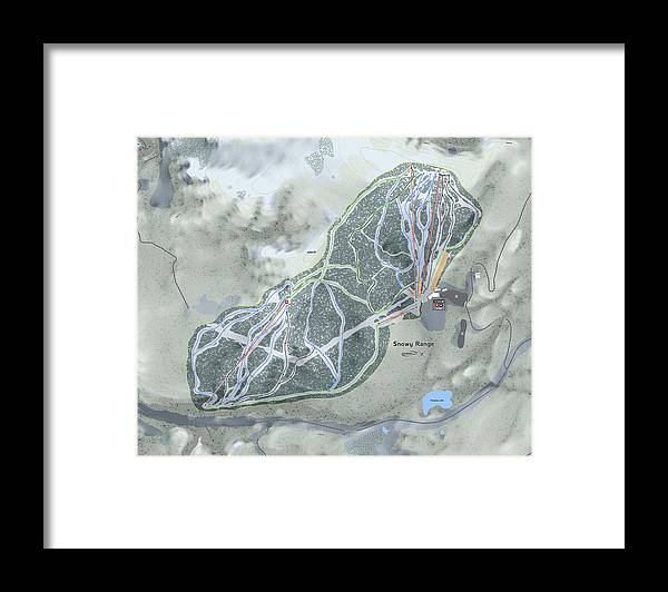 Snowy Range Ski Trail Map - Framed Print - Powderaddicts