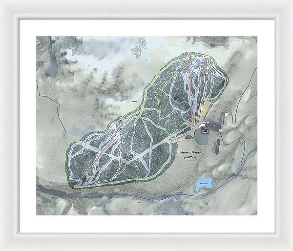 Snowy Range Ski Trail Map - Framed Print - Powderaddicts