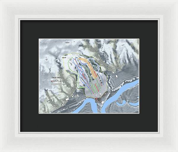 Thrill Hills Ski Trail Map - Framed Print - Powderaddicts