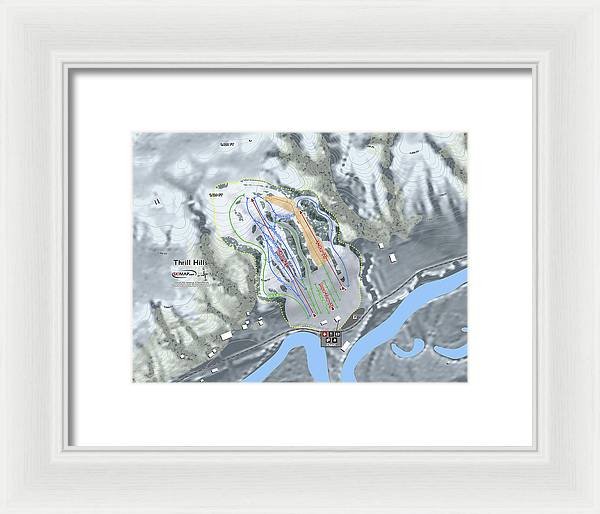 Thrill Hills Ski Trail Map - Framed Print - Powderaddicts