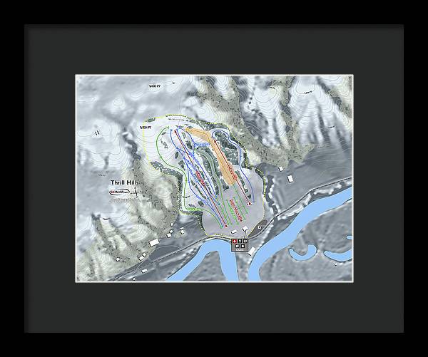 Thrill Hills Ski Trail Map - Framed Print - Powderaddicts