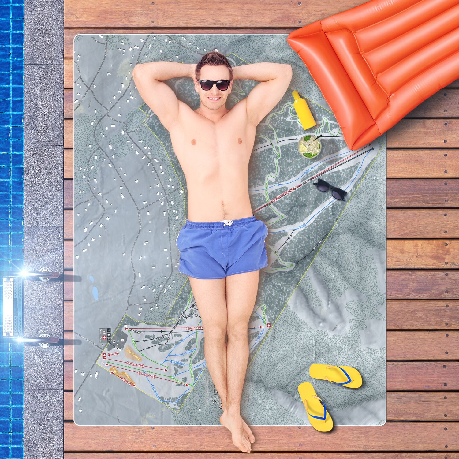 Nordic Valley, Utah Ski Resort Map Printed Beach Towel - Powderaddicts