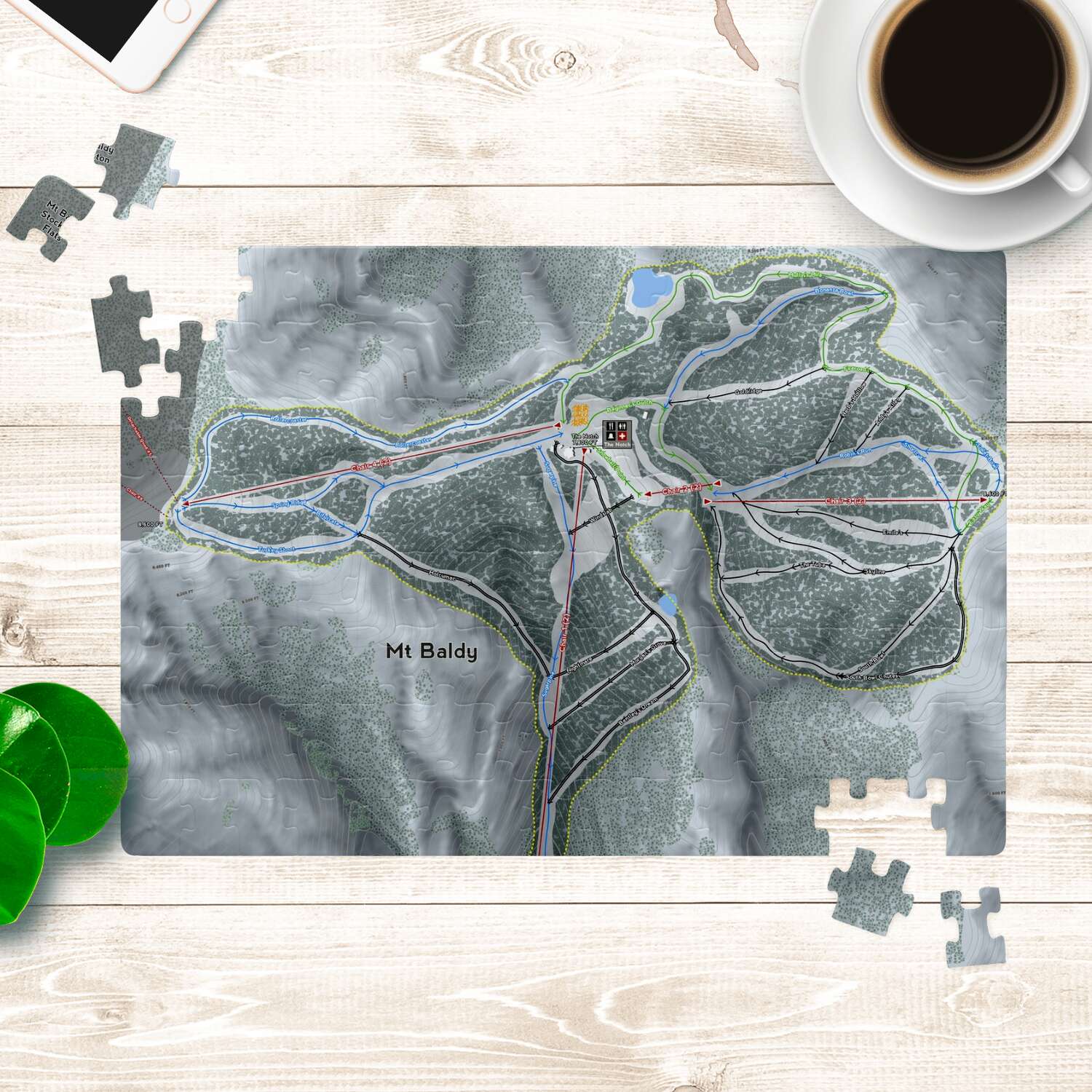 Mt. Baldy, California Ski Trail Map Puzzle - Powderaddicts