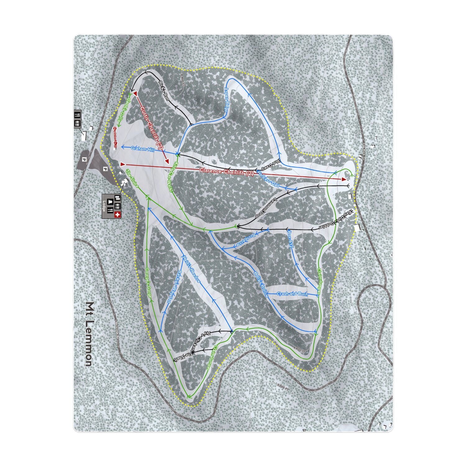 Mt Lemmon, Arizona Ski Resort Map Printed Beach Towel - Powderaddicts