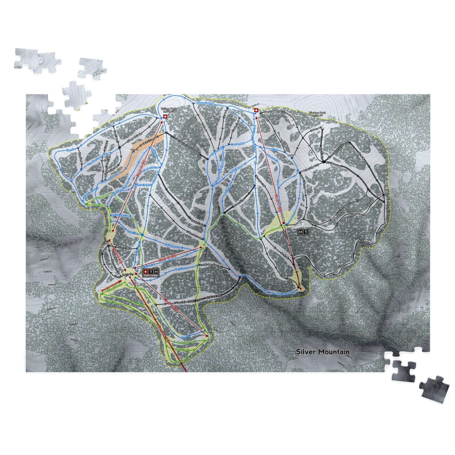 Silver Mountain Idaho Ski Trail Map Puzzle - Powderaddicts