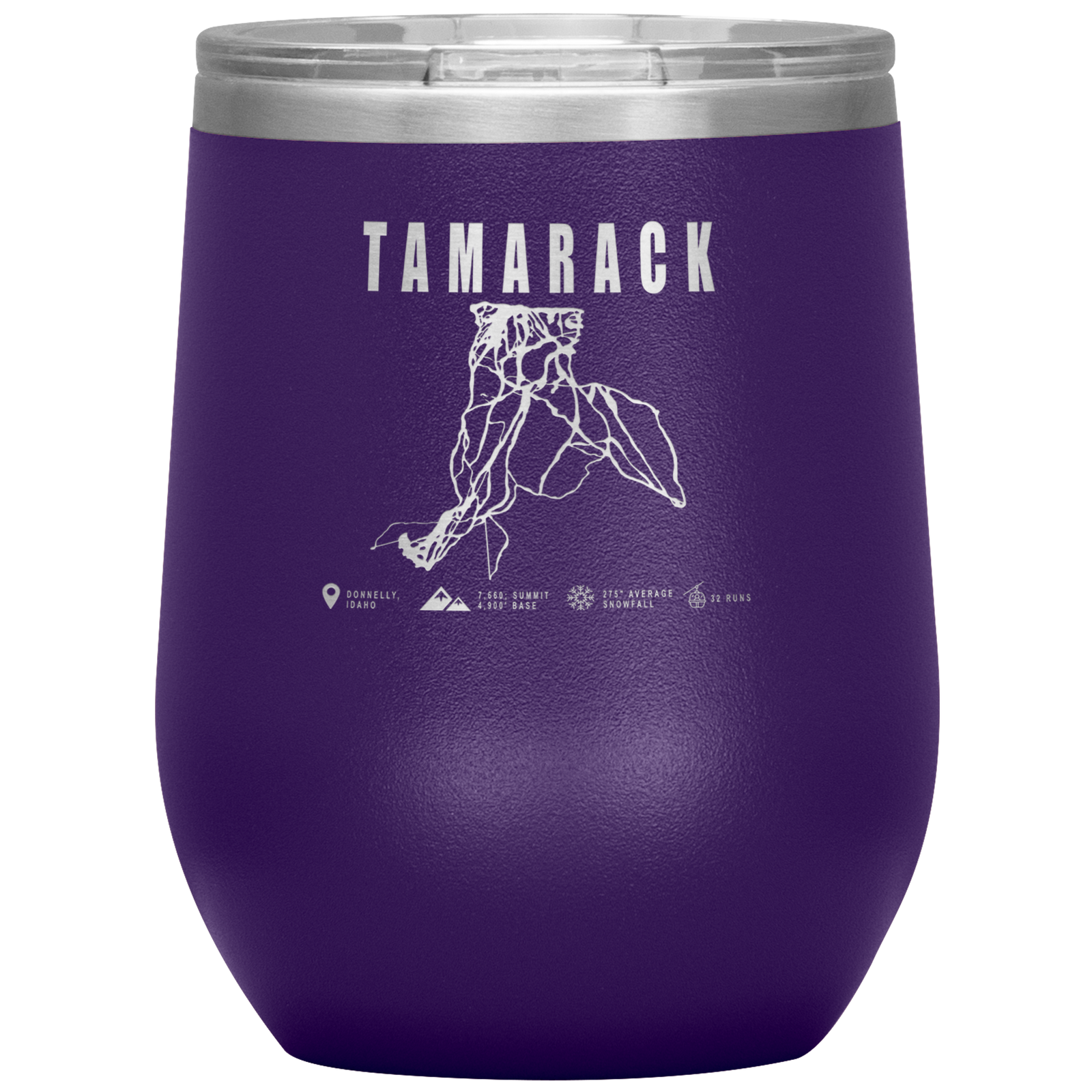 Tamarack Idaho Ski Trail Map Wine 12oz Tumbler - Powderaddicts