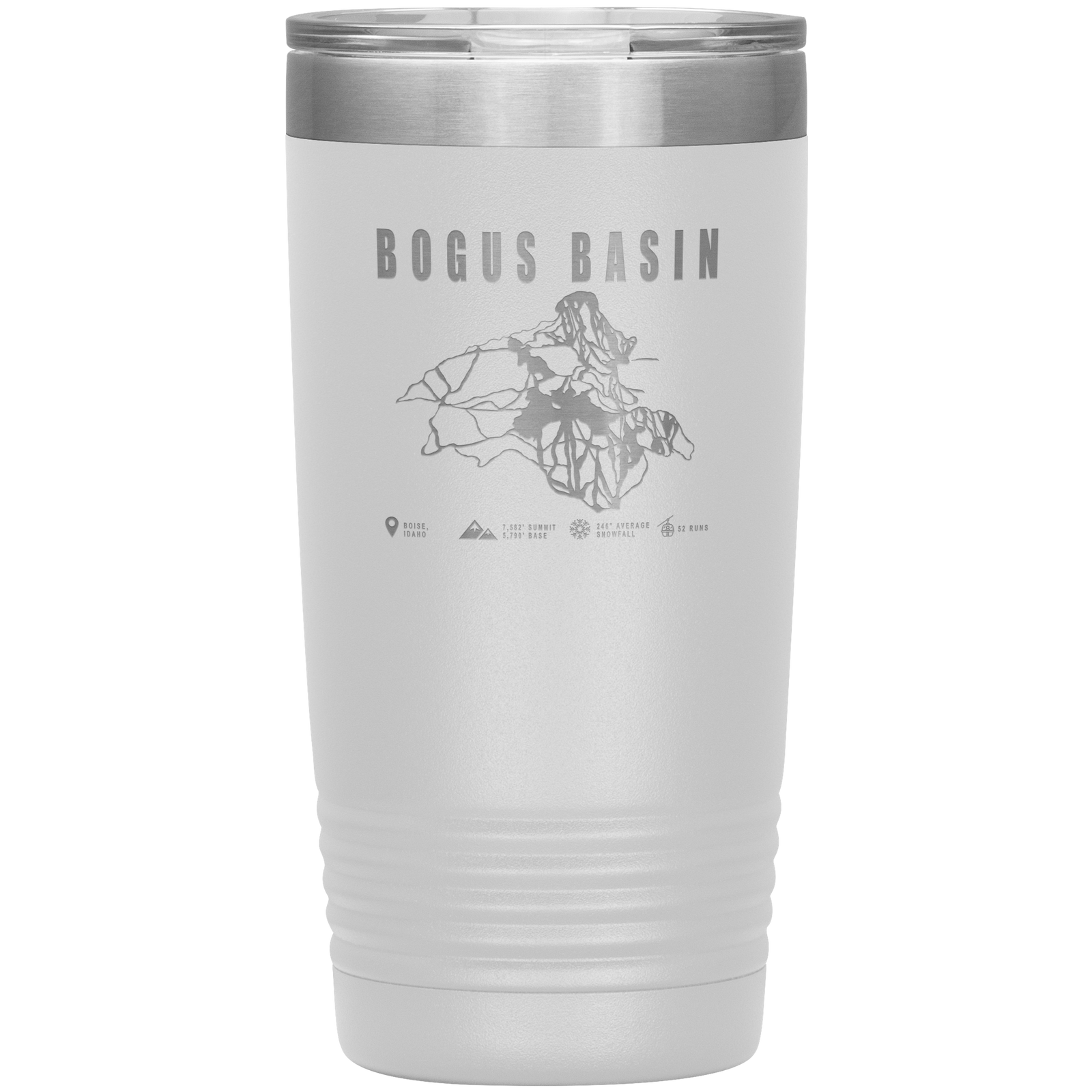 Bogus Basin Idaho Ski Trail Map 20oz Tumbler - Powderaddicts