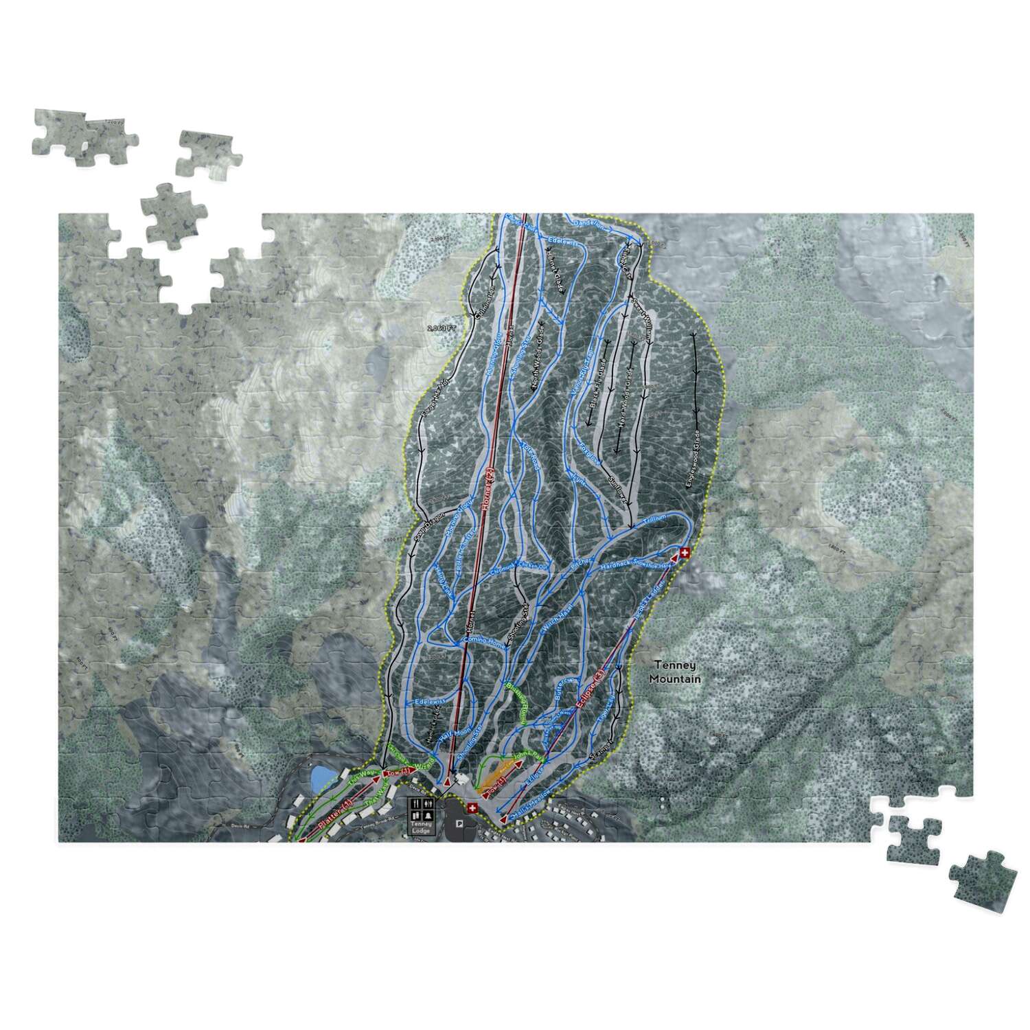 Tenney Mountain New Hampshire Ski Trail Map Puzzles - Powderaddicts