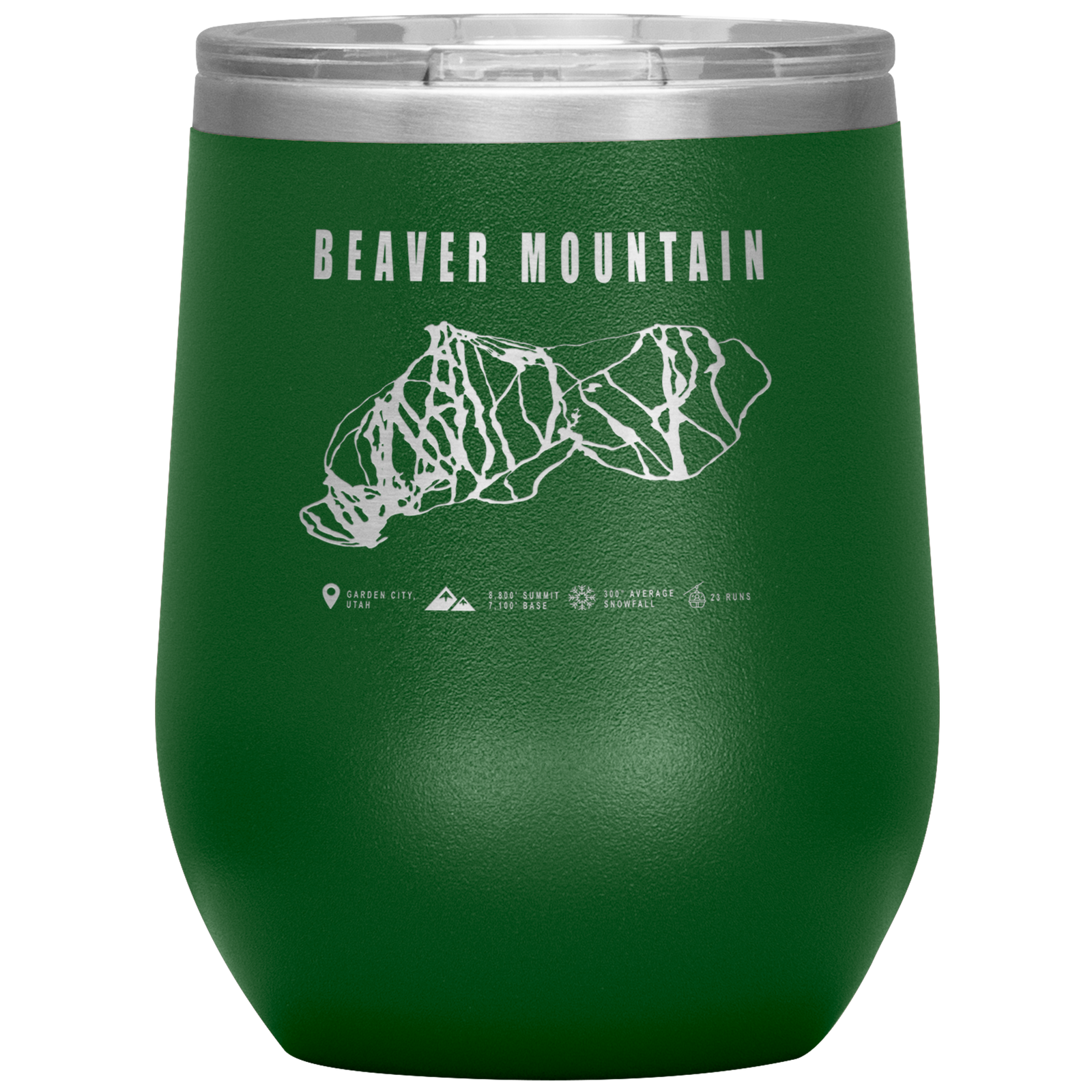 Beaver Mountain,Utah Ski Trail Map Wine 12oz Tumbler - Powderaddicts