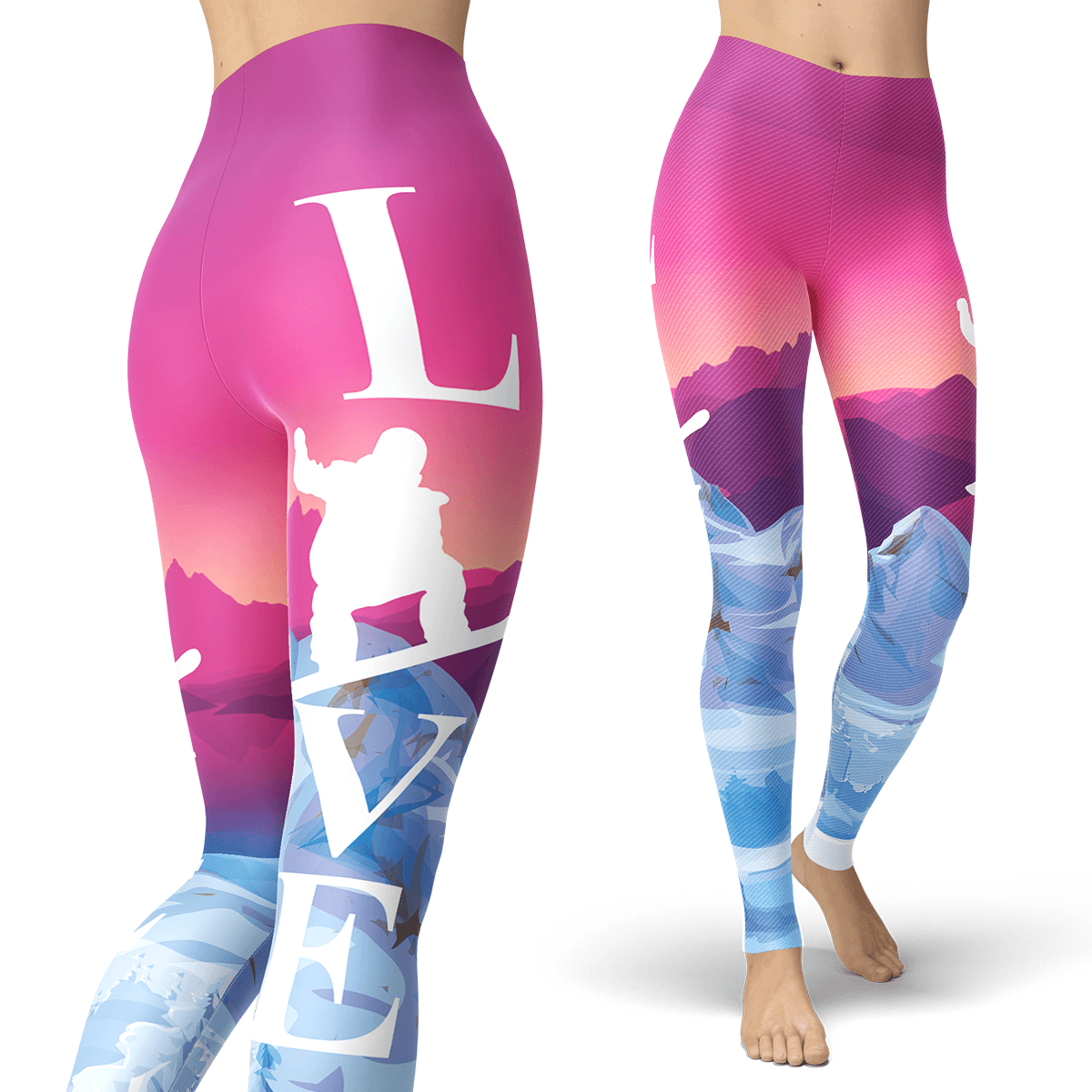 Love Snowboard Even at Sunset Leggings - Powderaddicts