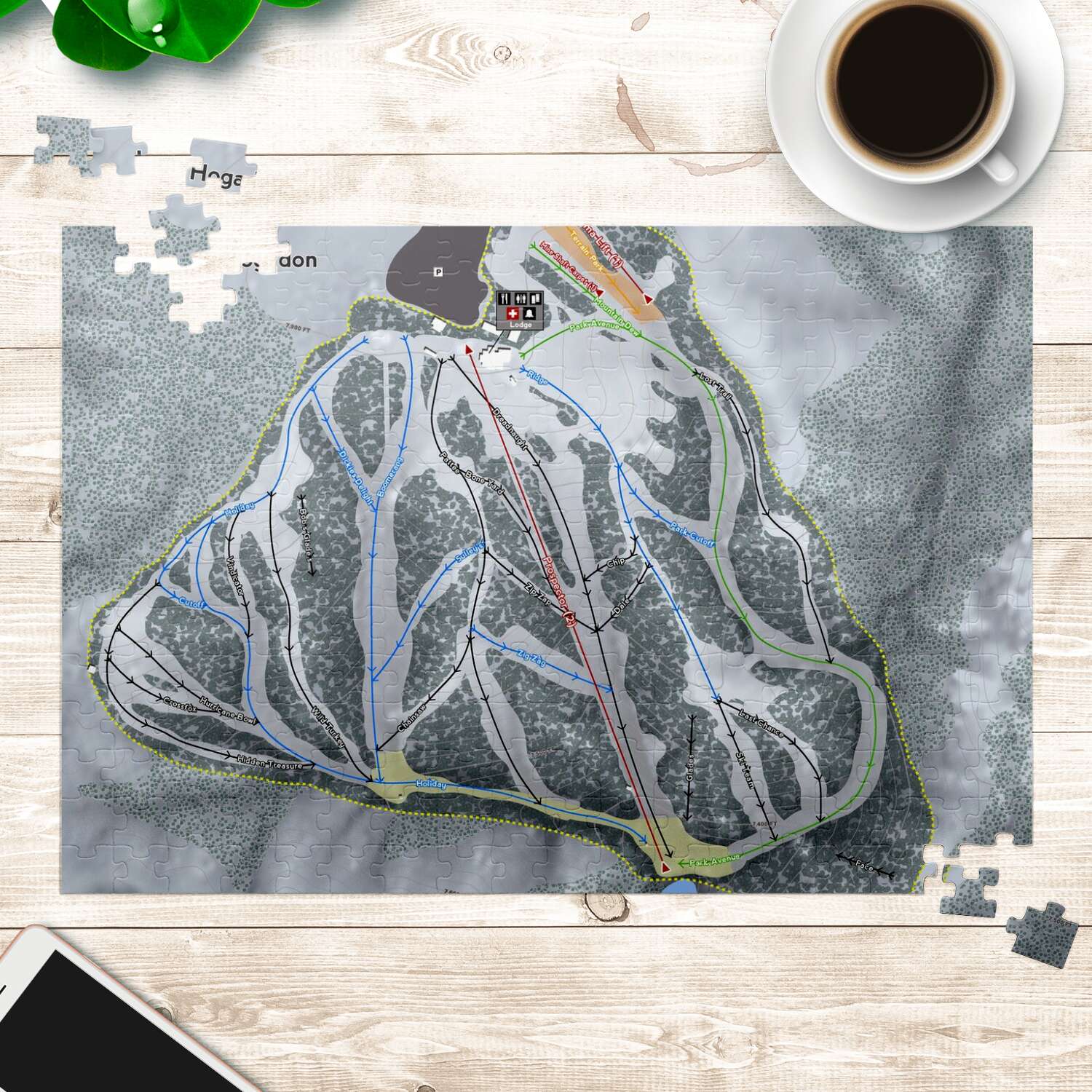 Hogadon Wyoming Ski Trail Map Puzzle - Powderaddicts