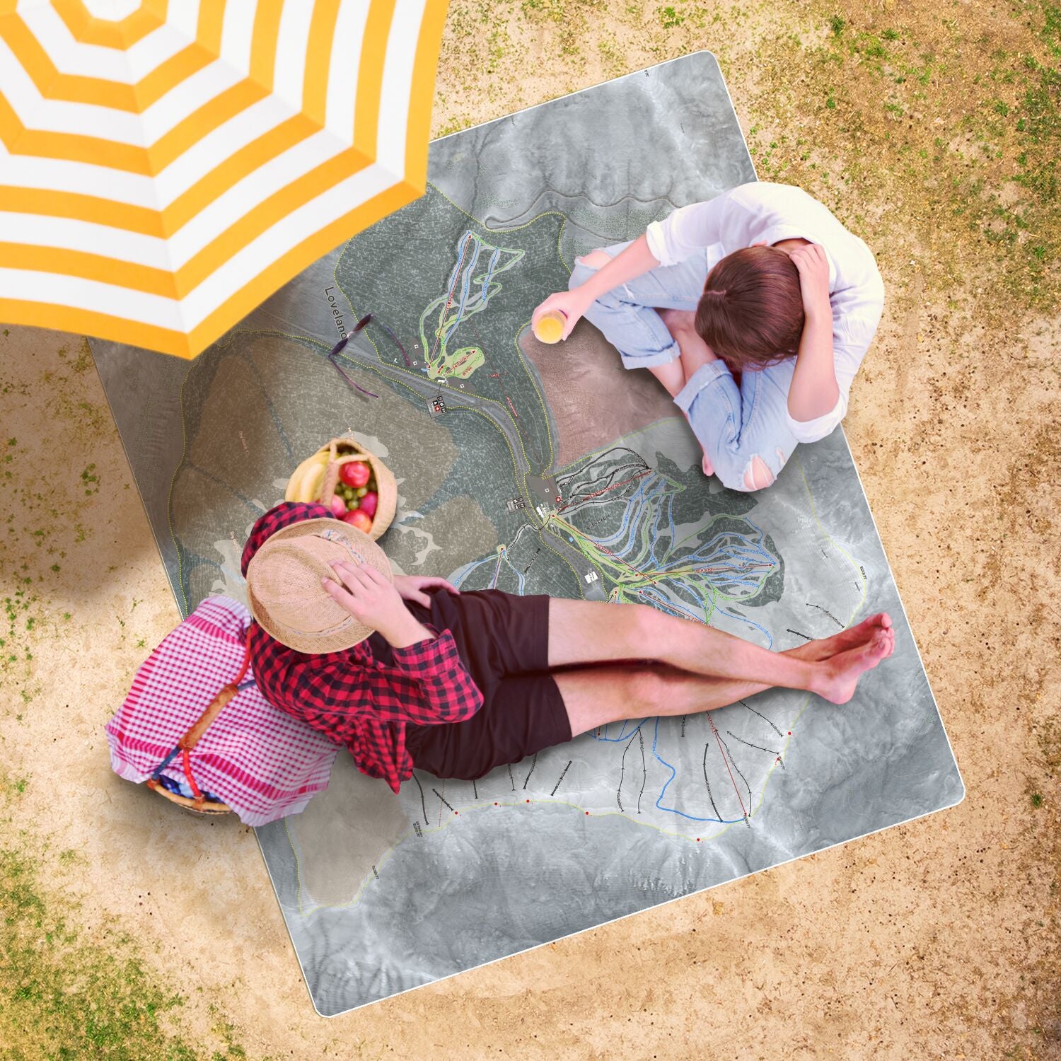 Loveland, Colorado Ski Resort Map Printed Beach Towel - Powderaddicts