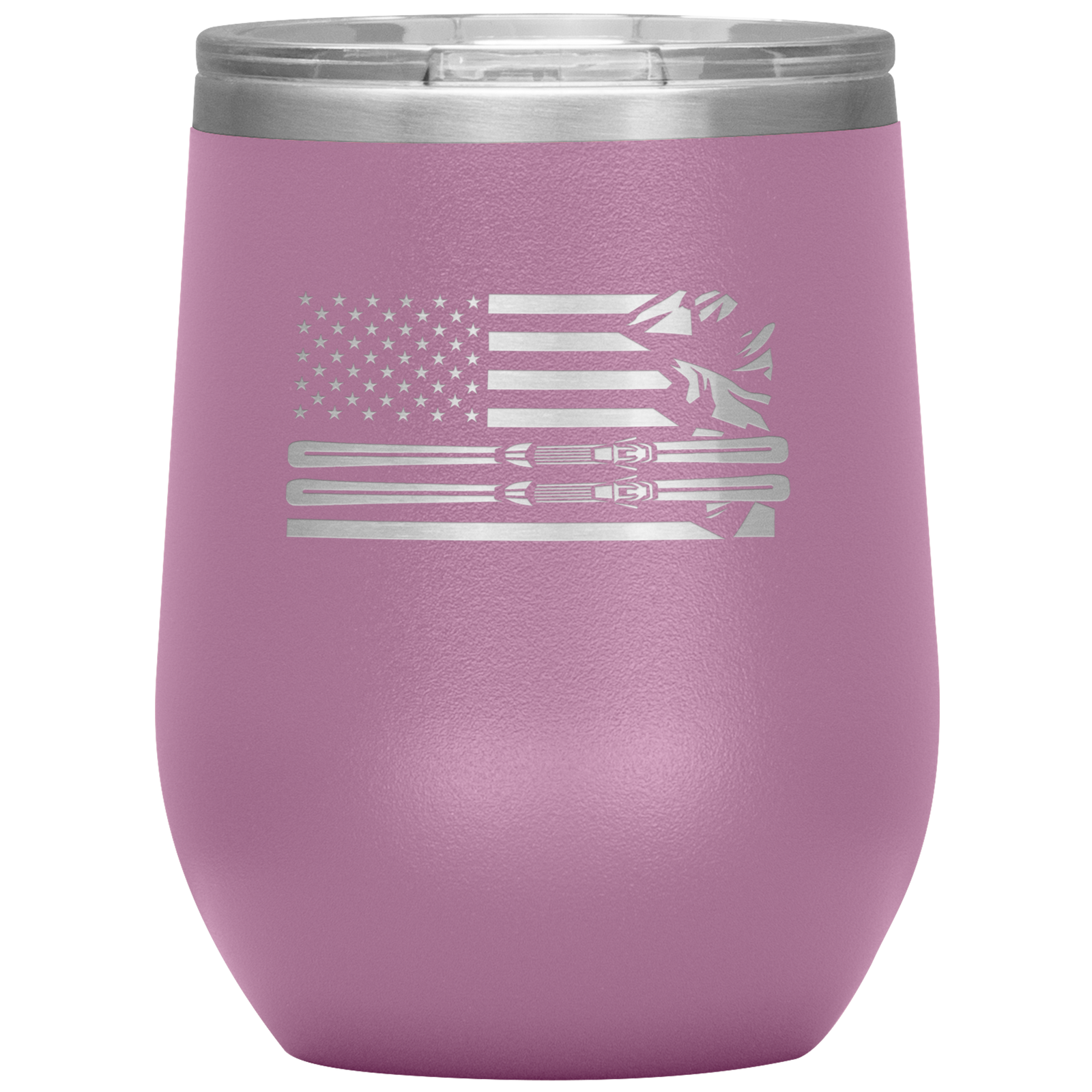 USA Ski Flag 12oz Wine Tumbler - Powderaddicts