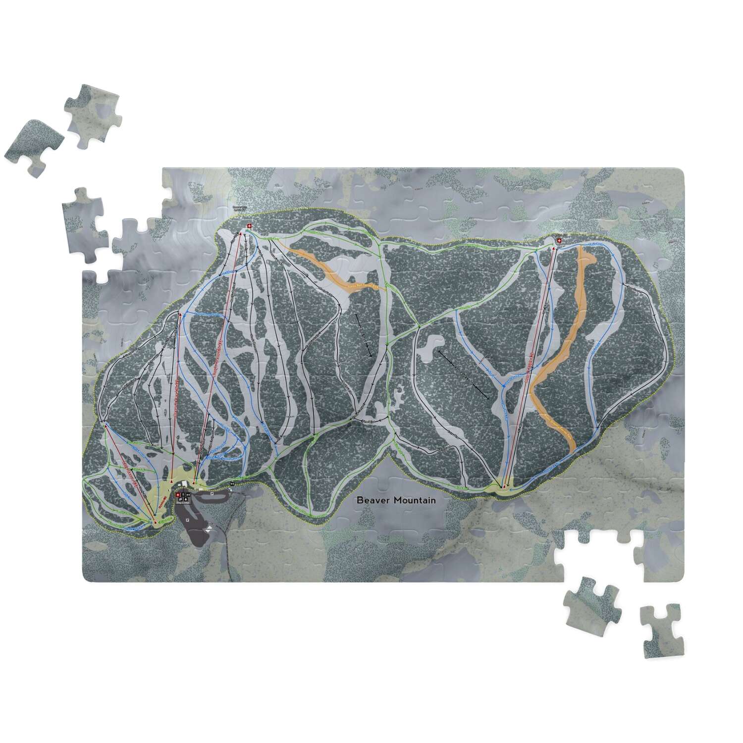 Beaver Mountain, Utah Ski Trail Map Puzzle - Powderaddicts